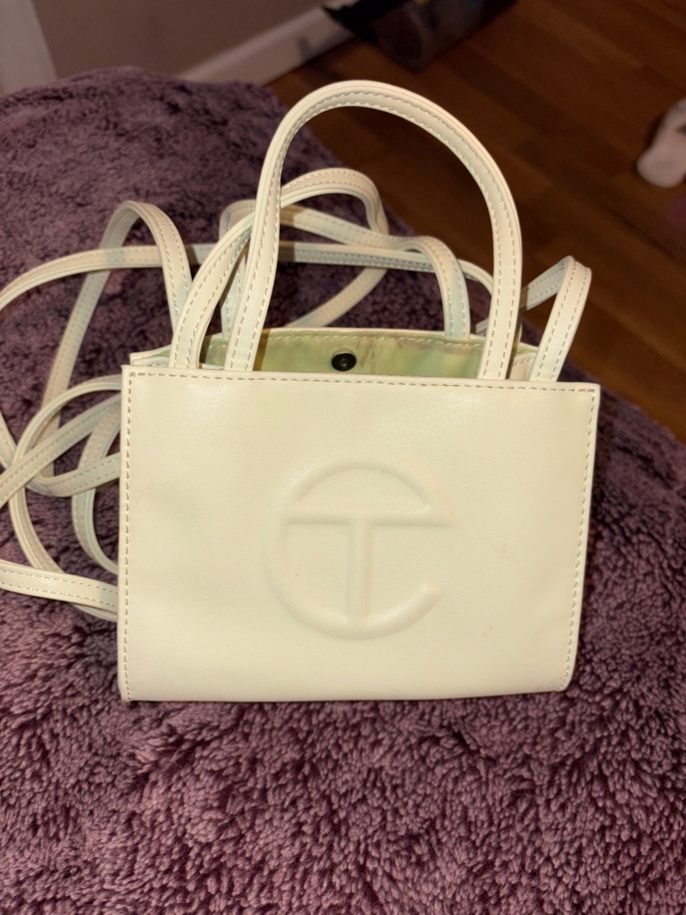 Telfar White Mini Shopping Bag with Embossed Logo